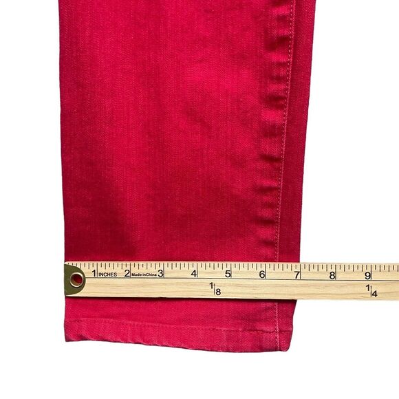 Chico's So Slimming Ankle Pants 1 US M/8 Red Straight Leg Mid Rise Stretch Artsy - Picture 7 of 8